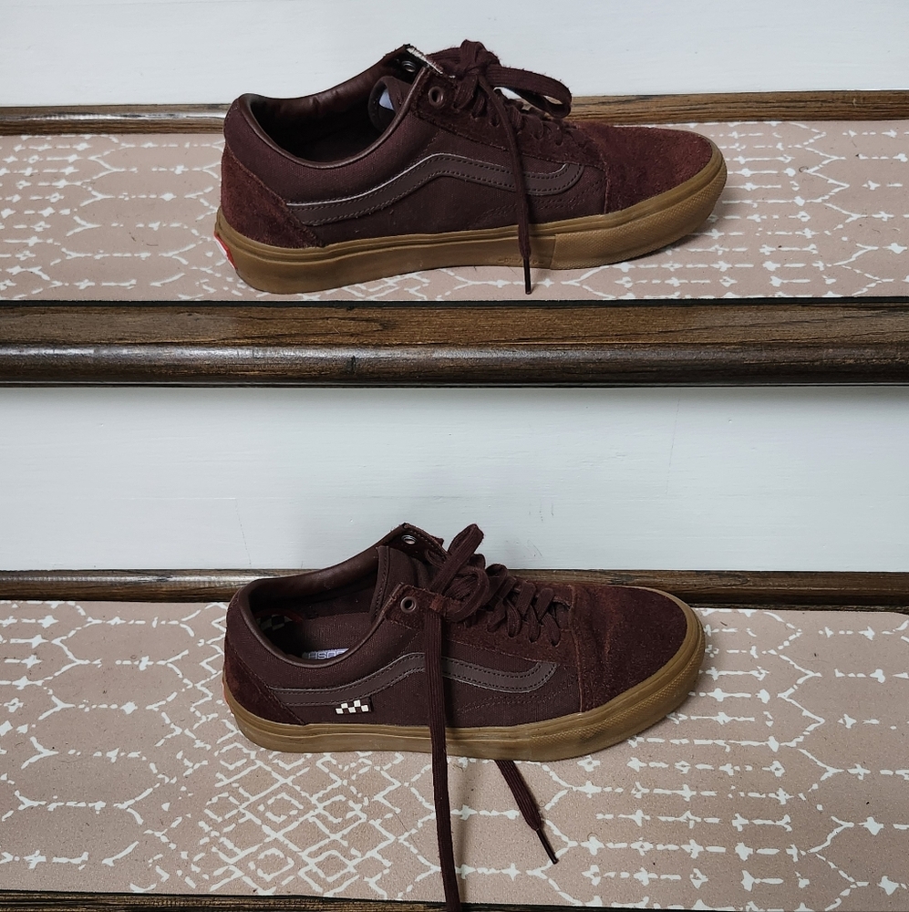 Vans Men's Burgundy Sneakers with Brown Sole